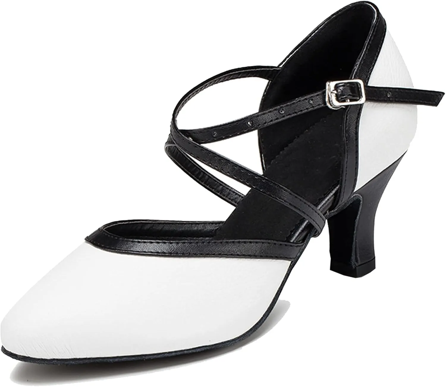 Minishion Women's Closed Toe Dance Shoes Ankle Strap Formal Party Evening Pumps