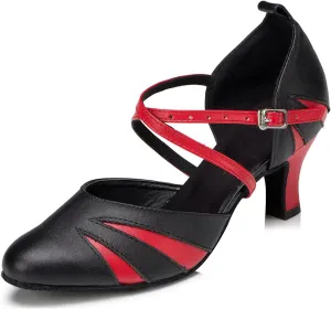 Minishion Women's Closed Toe Dance Shoes Ankle Strap Formal Party Evening Pumps