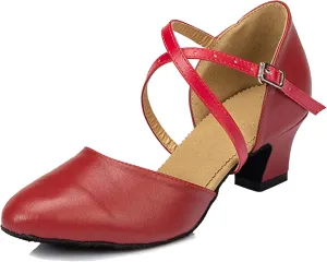 Minishion Women's Closed Toe Dance Shoes Ankle Strap Formal Party Evening Pumps