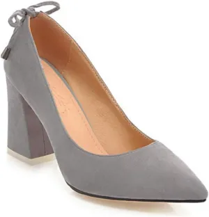 MIOKE Women's Pointed Toe Chunky Mid Heel Pumps Casual Suede Buckle Strap Mary Jane Office Dress Shoes