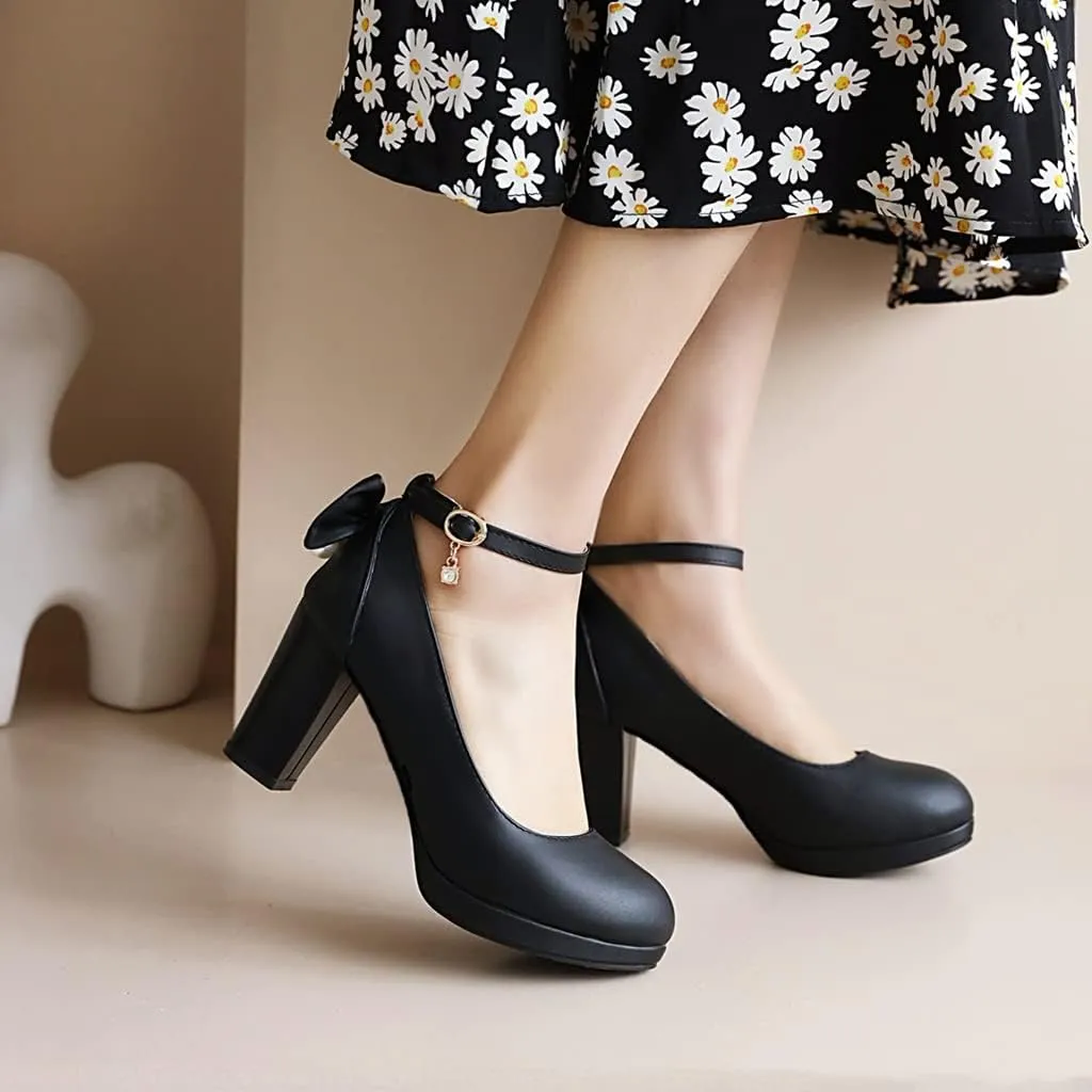 MIOKE Women's Square Toe Chunky Block High Heel Pumps Suede Slip-On Comfy Wedding Party Office Dress Shoes