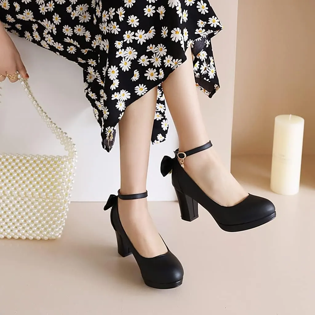 MIOKE Women's Square Toe Chunky Block High Heel Pumps Suede Slip-On Comfy Wedding Party Office Dress Shoes