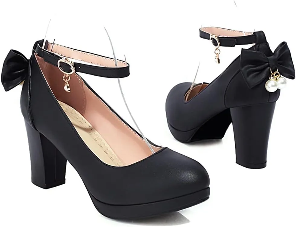 MIOKE Women's Square Toe Chunky Block High Heel Pumps Suede Slip-On Comfy Wedding Party Office Dress Shoes