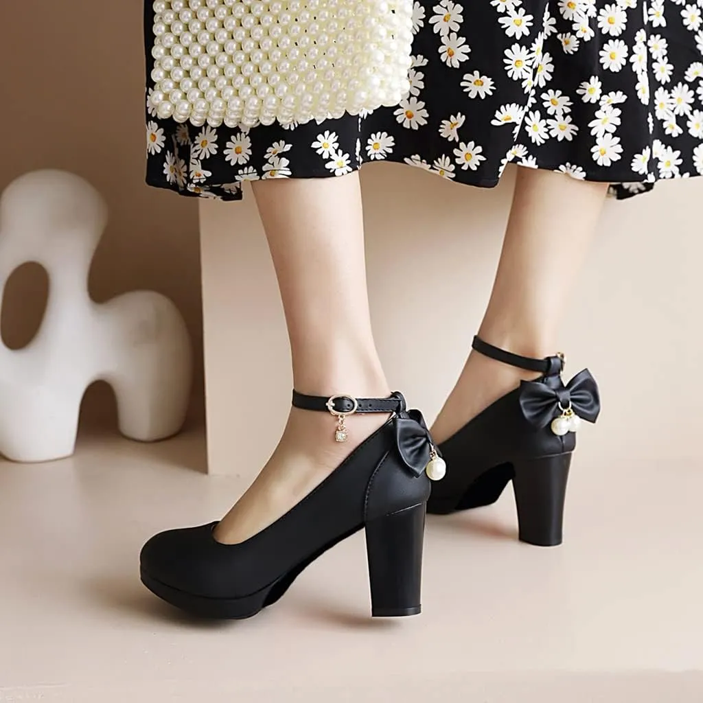 MIOKE Women's Square Toe Chunky Block High Heel Pumps Suede Slip-On Comfy Wedding Party Office Dress Shoes