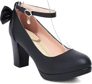MIOKE Women's Square Toe Chunky Block High Heel Pumps Suede Slip-On Comfy Wedding Party Office Dress Shoes