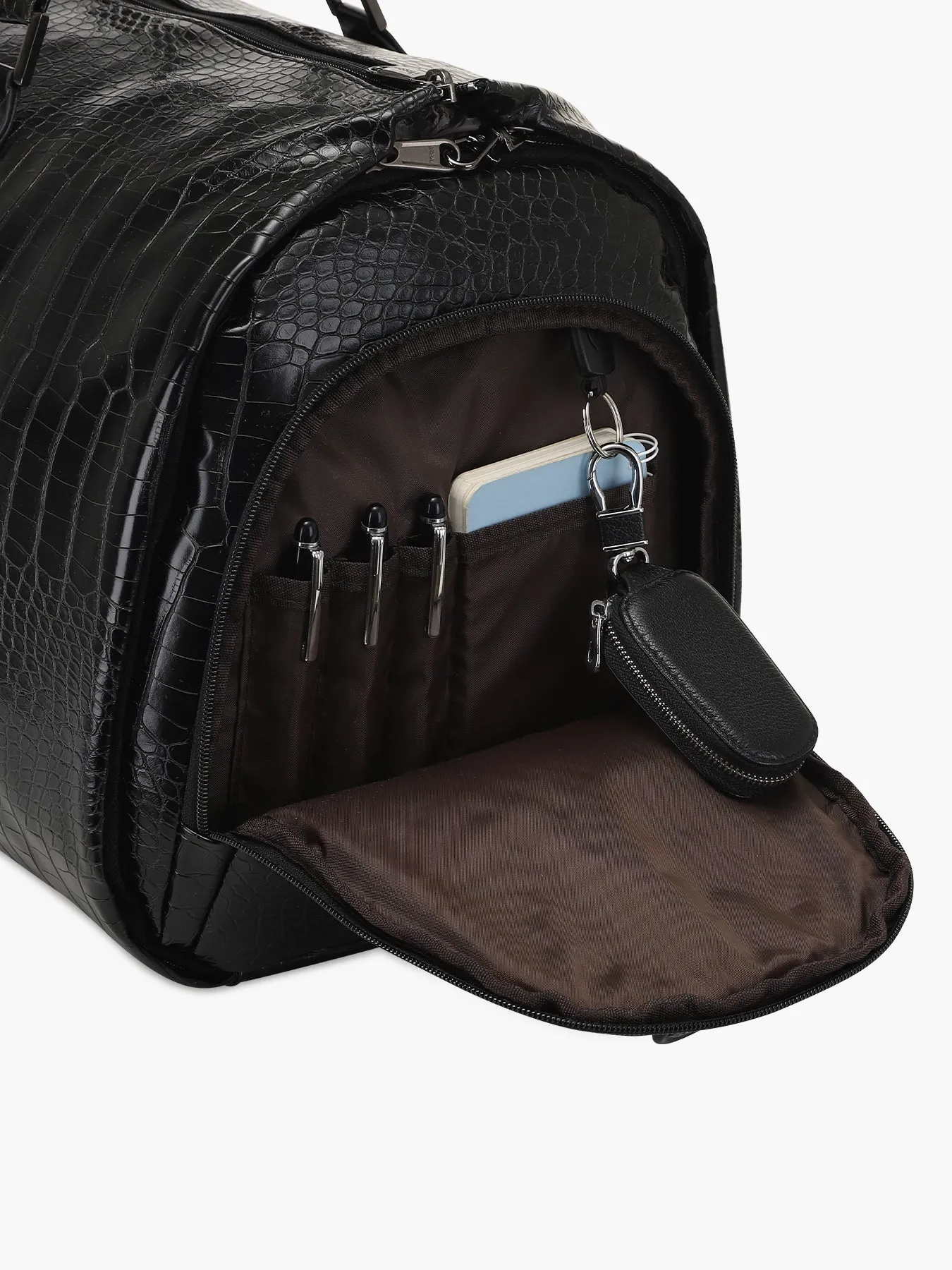 Modoker Leather Garment Duffel Bag with Shoulder Strap for Men Women