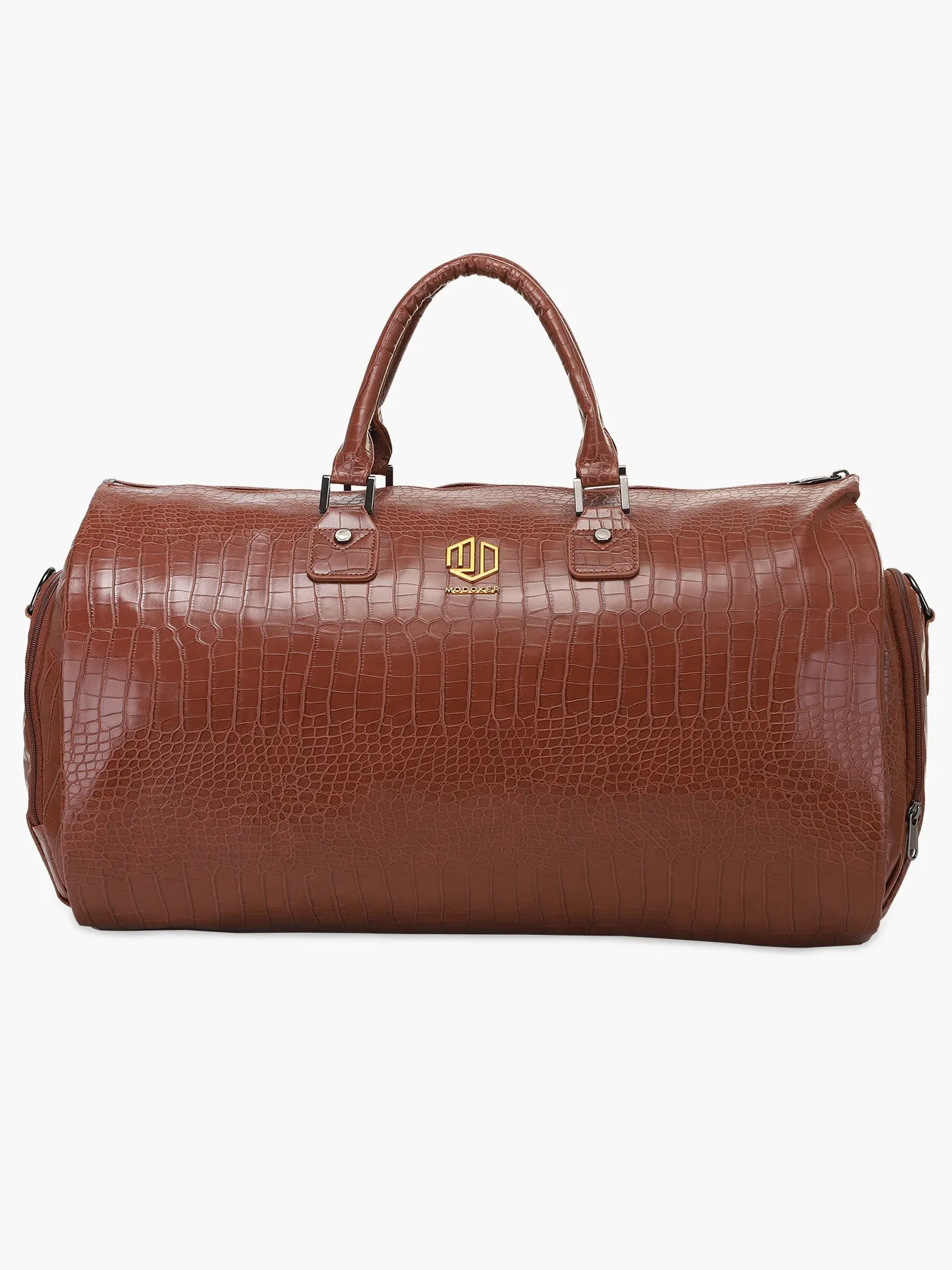 Modoker Leather Garment Duffel Bag with Shoulder Strap for Men Women