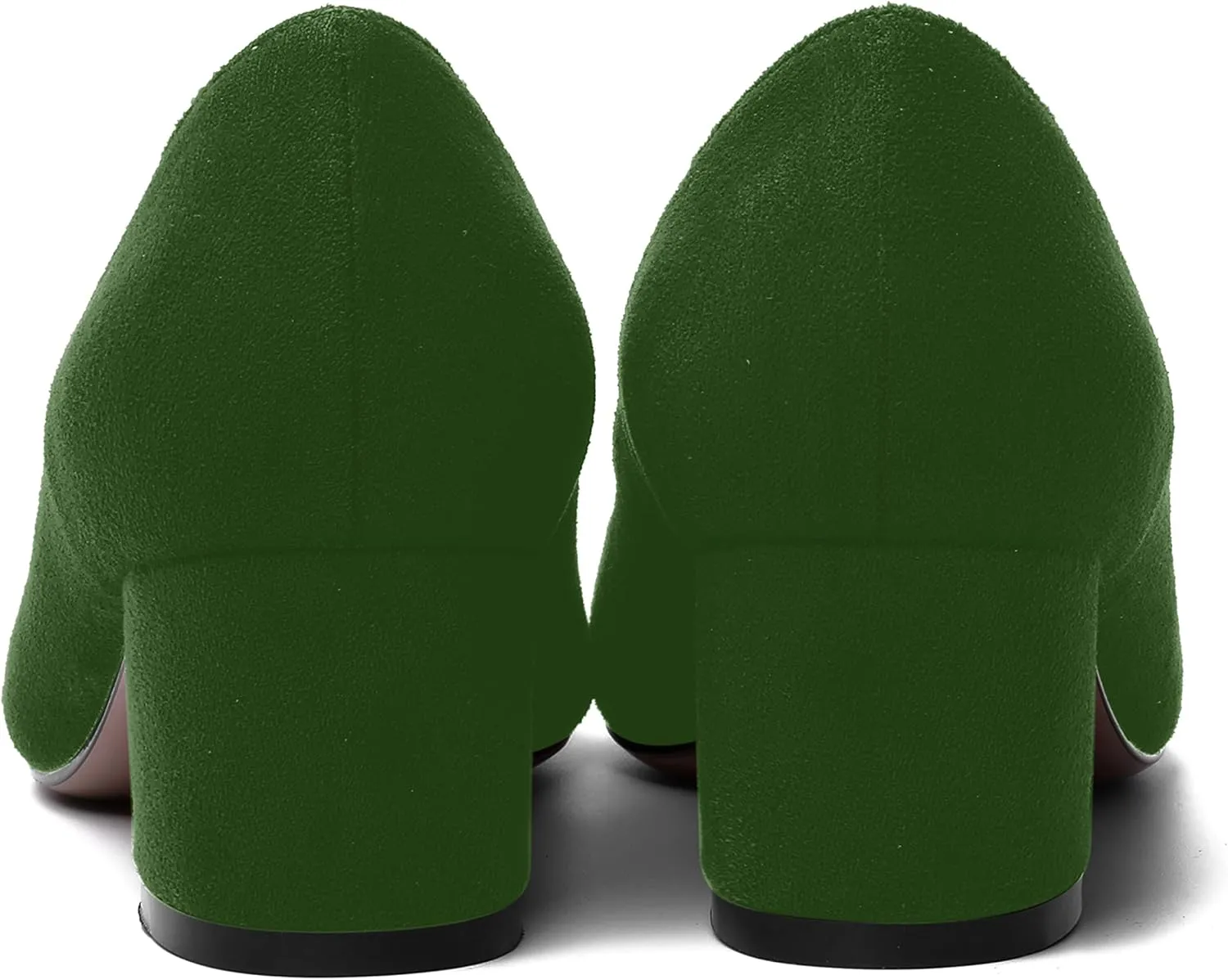 MOVINSTEPS Womens Office Dress Suede Slip On Round Toe Chunky Low Heel Pumps Shoes 2 Inch