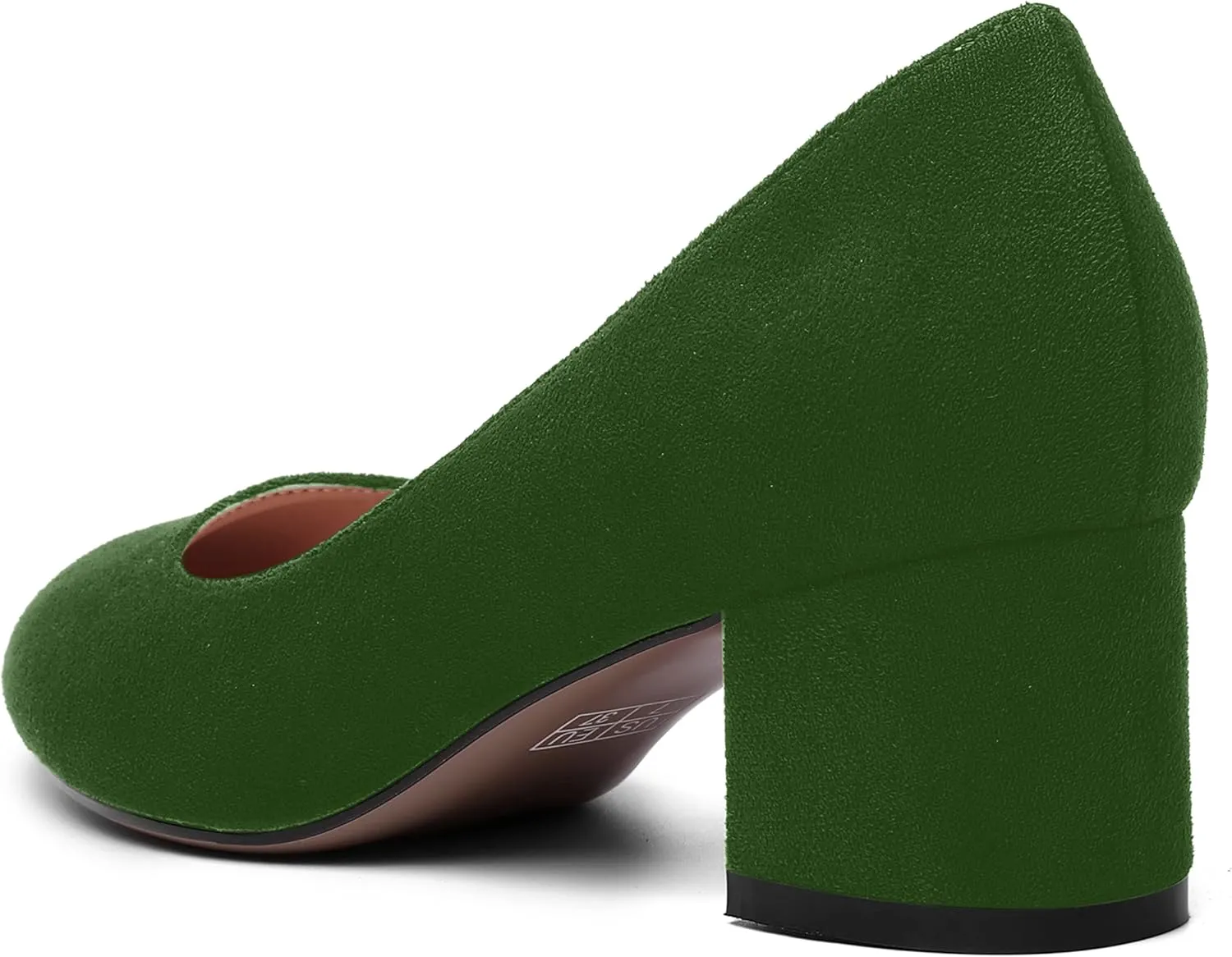 MOVINSTEPS Womens Office Dress Suede Slip On Round Toe Chunky Low Heel Pumps Shoes 2 Inch