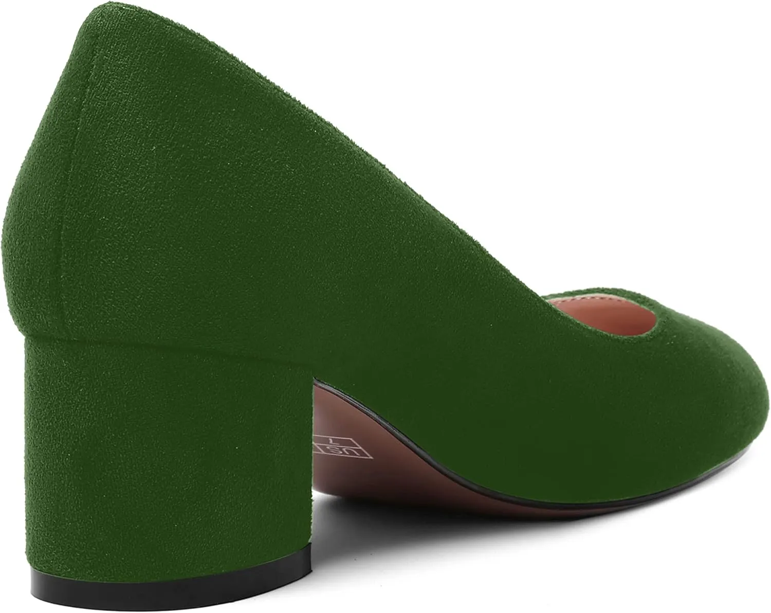 MOVINSTEPS Womens Office Dress Suede Slip On Round Toe Chunky Low Heel Pumps Shoes 2 Inch