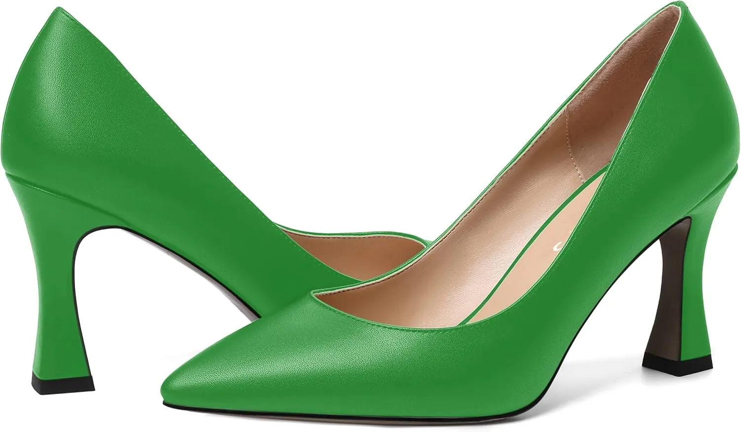 MOVINSTEPS Womens Slip On Pointed Toe Matte Sexy Wedding Spool High Heel Pumps Shoes 3.3 Inch