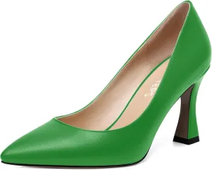 MOVINSTEPS Womens Slip On Pointed Toe Matte Sexy Wedding Spool High Heel Pumps Shoes 3.3 Inch