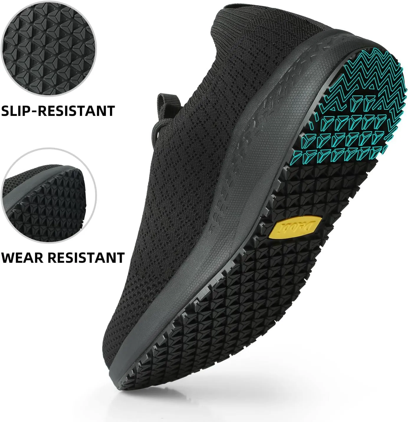 Non Slip Shoes for Women Food Service Slip Resistant Work Shoe Restaurant Chef Kitchen Hospital Staff Walking Sneakers Breathable Lightweight with Lace Up Design
