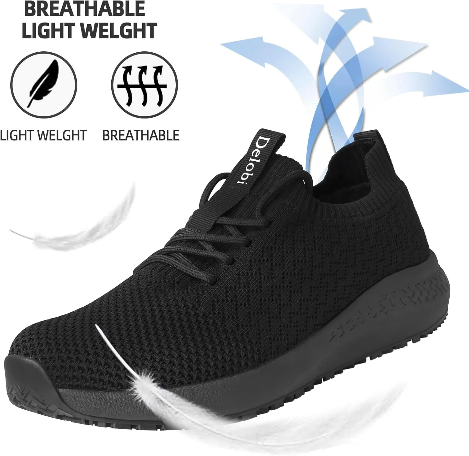 Non Slip Shoes for Women Food Service Slip Resistant Work Shoe Restaurant Chef Kitchen Hospital Staff Walking Sneakers Breathable Lightweight with Lace Up Design