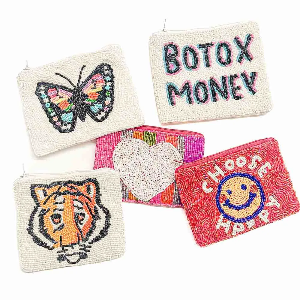 Out and About Seed Bead Coin Purse - Tiger