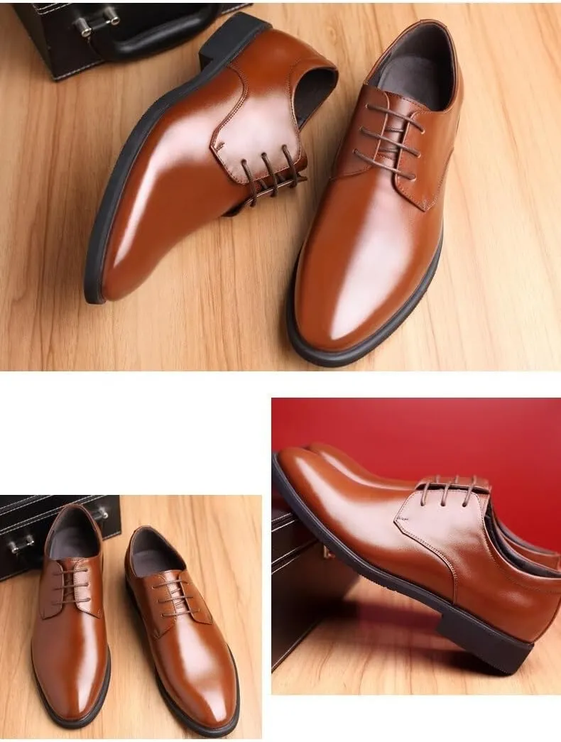 Oxford Shoes for Men Lace Up Round Toe Solid Color Vegan Leather Derby Shoes Block Heel Low Top Rubber Sole Non Slip Classic
