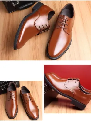 Oxford Shoes for Men Lace Up Round Toe Solid Color Vegan Leather Derby Shoes Block Heel Low Top Rubber Sole Non Slip Classic