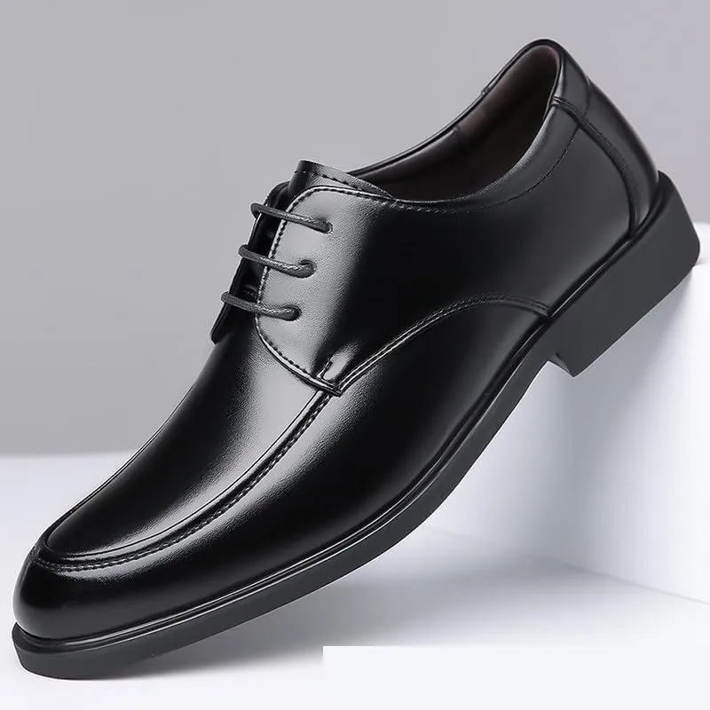 Oxford Shoes for Men Lace Up Round Toe Vegan Leather Apron Toe Derby Shoes Non Slip Low Top Slip Resistant Rubber Sole Block Heel Prom