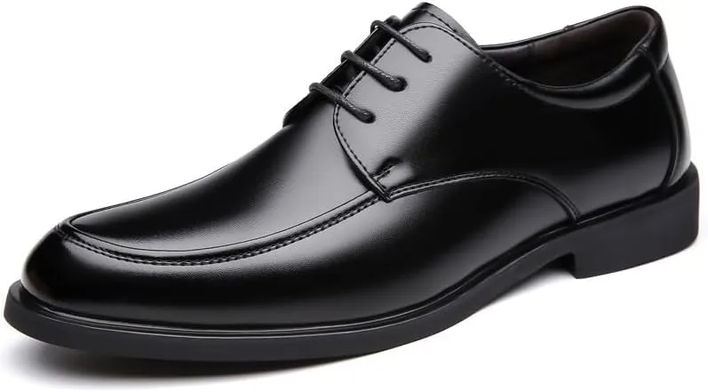 Oxford Shoes for Men Lace Up Round Toe Vegan Leather Apron Toe Derby Shoes Non Slip Low Top Slip Resistant Rubber Sole Block Heel Prom