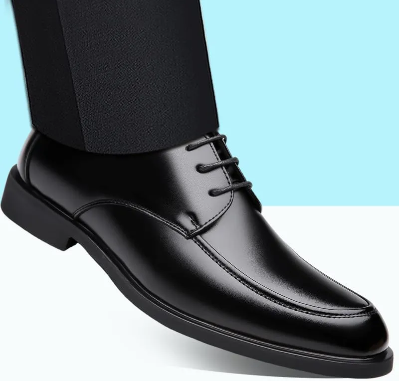 Oxford Shoes for Men Lace Up Round Toe Vegan Leather Apron Toe Derby Shoes Non Slip Low Top Slip Resistant Rubber Sole Block Heel Prom