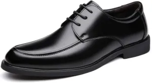 Oxford Shoes for Men Lace Up Round Toe Vegan Leather Apron Toe Derby Shoes Non Slip Low Top Slip Resistant Rubber Sole Block Heel Prom