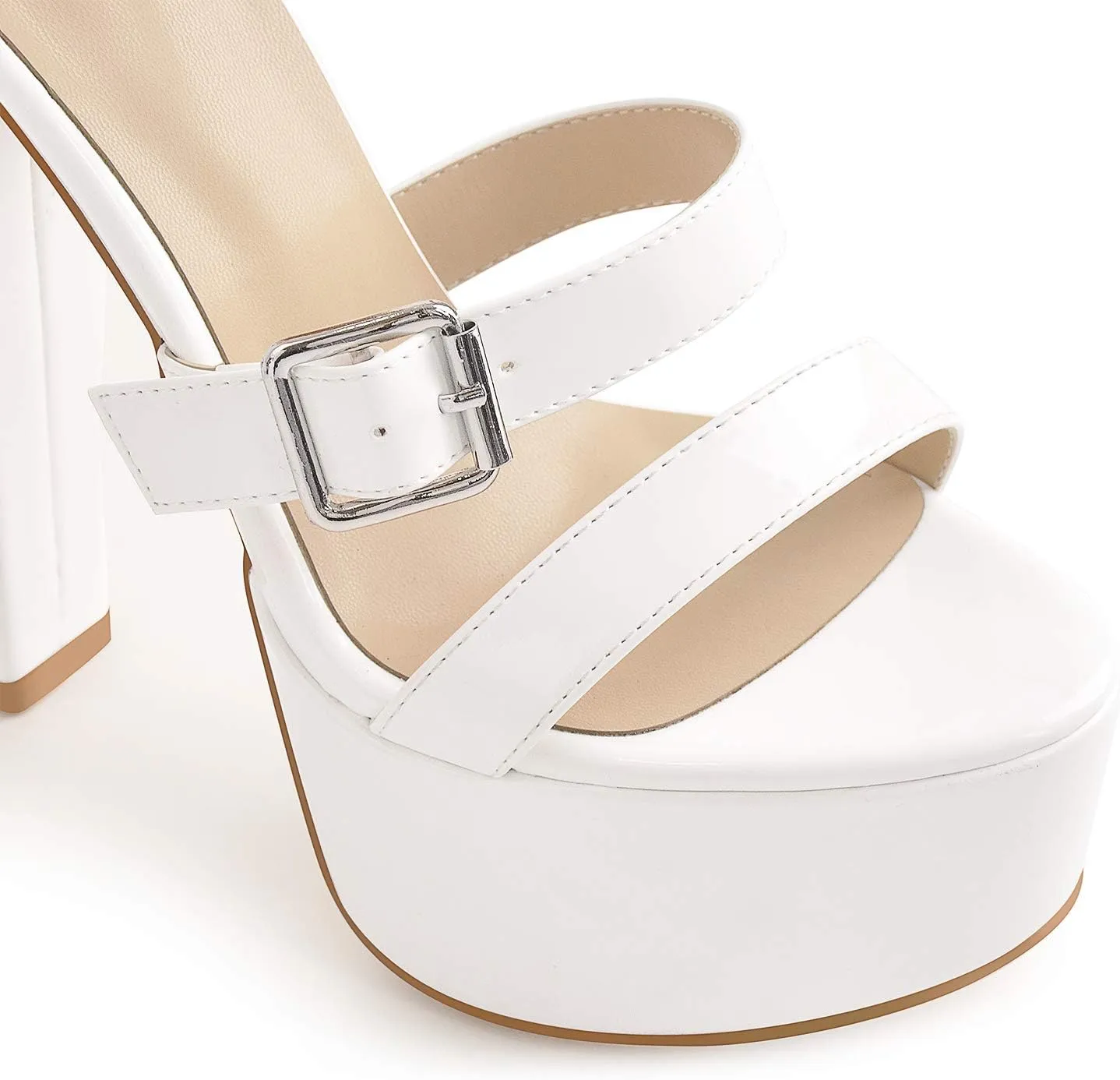 richealnini Women's Sexy Platform Sandals Open Toe Block Chunky Heel Zipper Ankle Strap Party Shoes