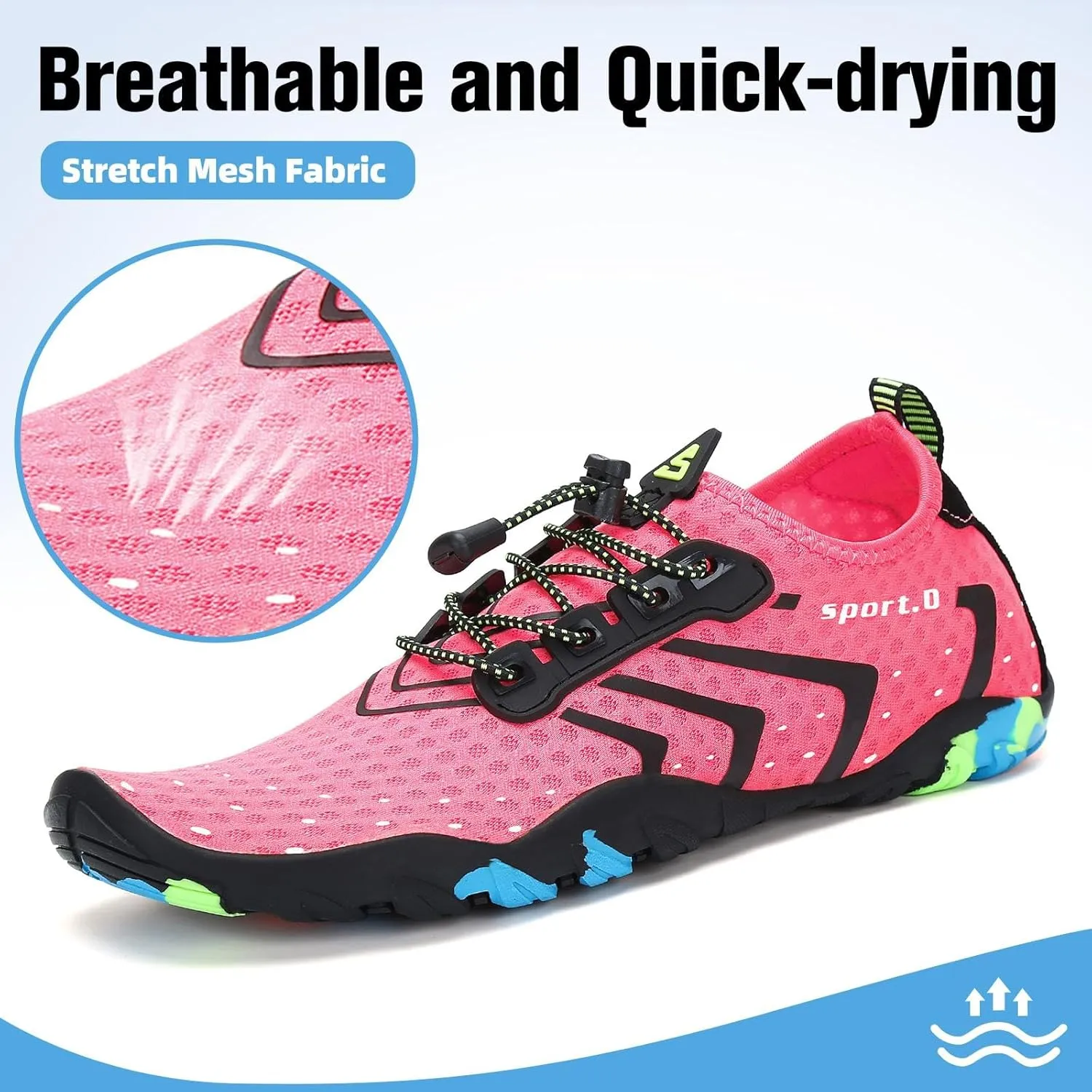 SAGUARO Quick-Dry Water Shoes for Women  Swim Shoes, Beach Shoes, Aqua Shoes with Lightweight, Breathable, Slip-Resistant Design for Pool & Outdoor Use