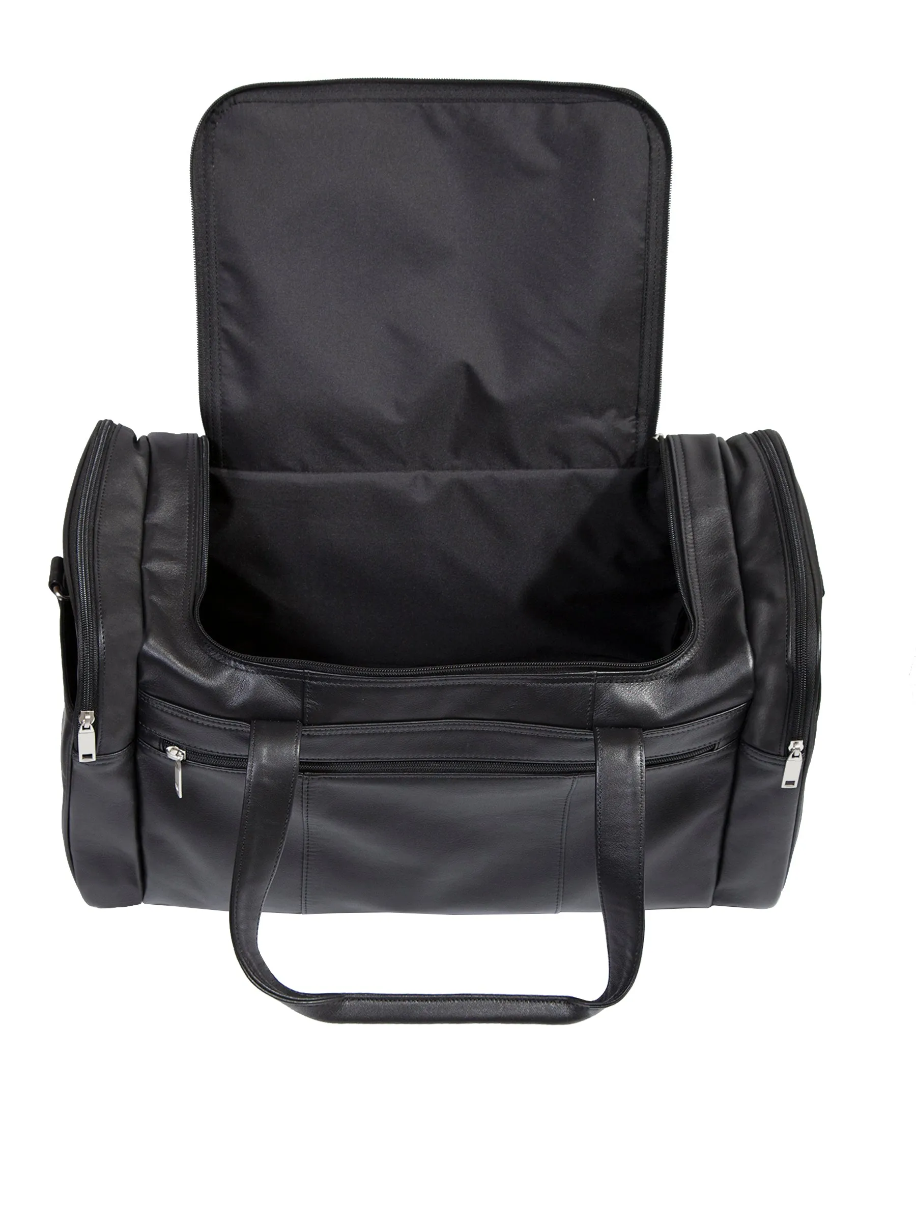 Scully Leather Soft Plonge Top Zip Duffel Bag Black