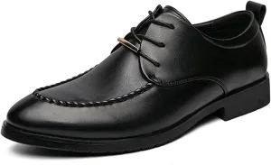 Shoes Dress Oxford for Men Lace Up Apron Round Toe Derby Shoes Vegan Leather Rubber Sole Low Top Non Slip Classic (Color : Black, Size : 8.5)