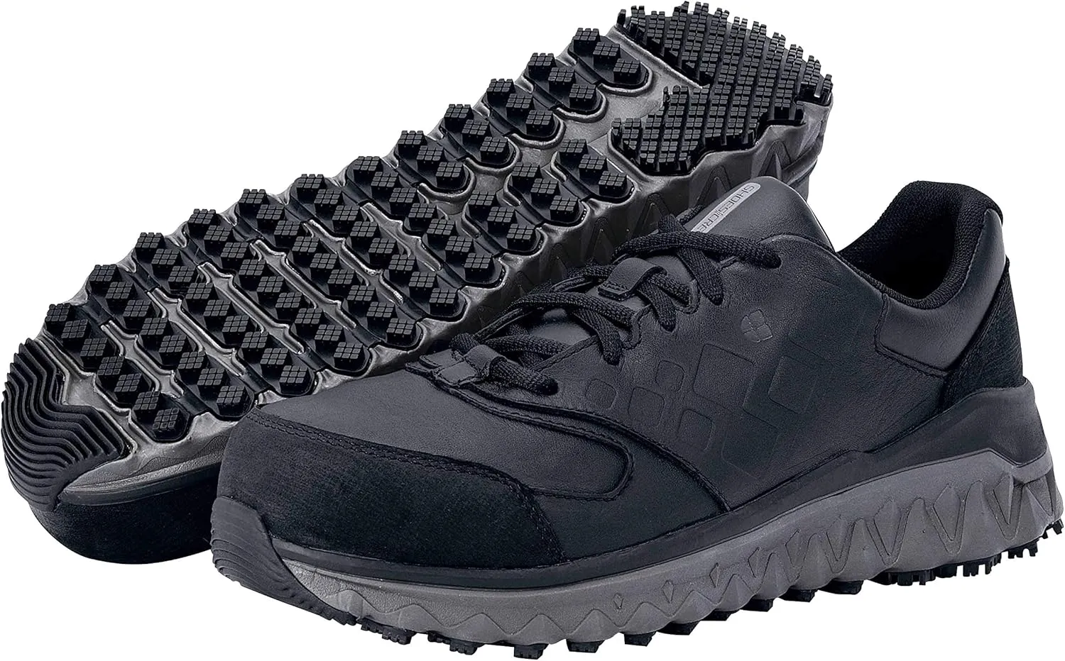 Shoes for Crews Bridgetown, Men's Aluminum Toe (at) Slip Resistant Work Shoes, Water Resistant Sneakers, Black