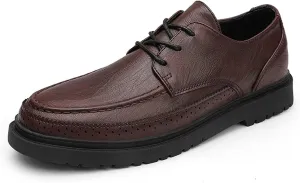 Single Season Formal Shoes for Men Lace Up Apron Toe Round Toe Derby Shoes Vegan Leather Slip Resistant Rubber Sole Anti-Slip Low Top Classic Very Popular Among Young People