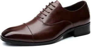 Single Season Formal Shoes for Men Lace Up Cap Toe Black Burnished Toe Vegan Leather Slip Resistant Low Top Anti-Slip Rubber Sole Non Slip Prom Very Popular Among Young People