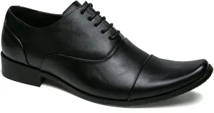Single Season Oxford Shoes for Men Lace Up Snip Toe Burnished Toe Cap Toe Vegan Leather Block Heel Rubber Sole Non Slip Party Very Popular Among Young People