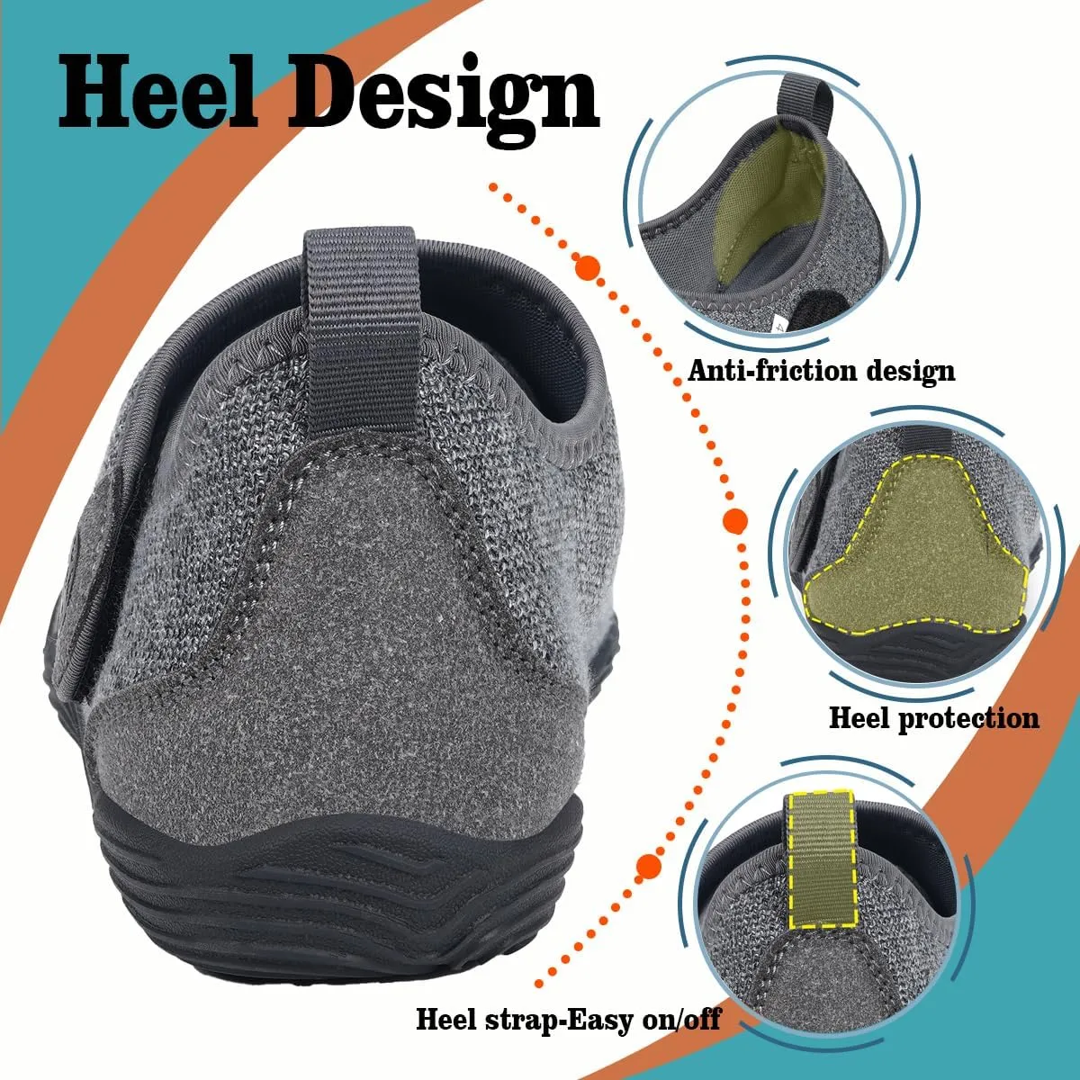 Sisttke Womens Mens Barefoot Slippers Wide Diabetic Shoes with Arch Support Orthopedic Adjustable Walking Slipper Arthritis Edema Swollen House Shoes Indoor Outdoor
