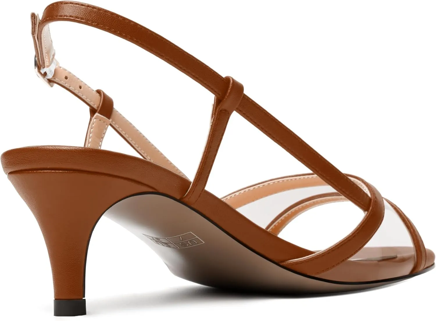 SKYSTERRY Womens Casual Dating Buckle Open Toe Slingback Matte Kitten Low Heel Heeled Sandals 2 Inch