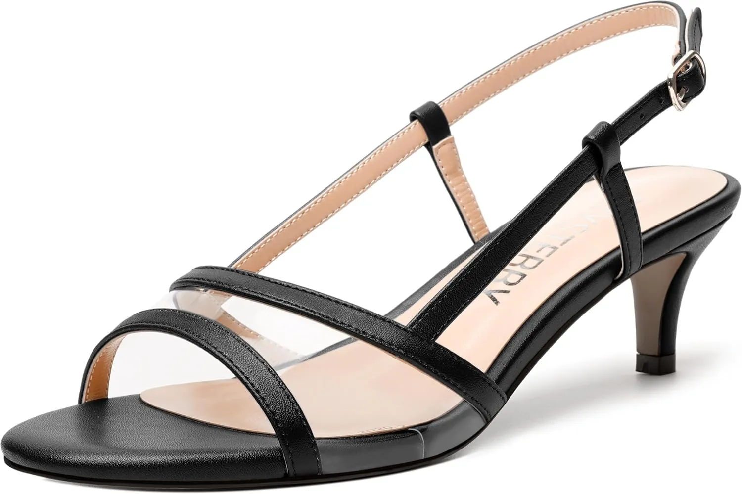 SKYSTERRY Womens Casual Dating Buckle Open Toe Slingback Matte Kitten Low Heel Heeled Sandals 2 Inch