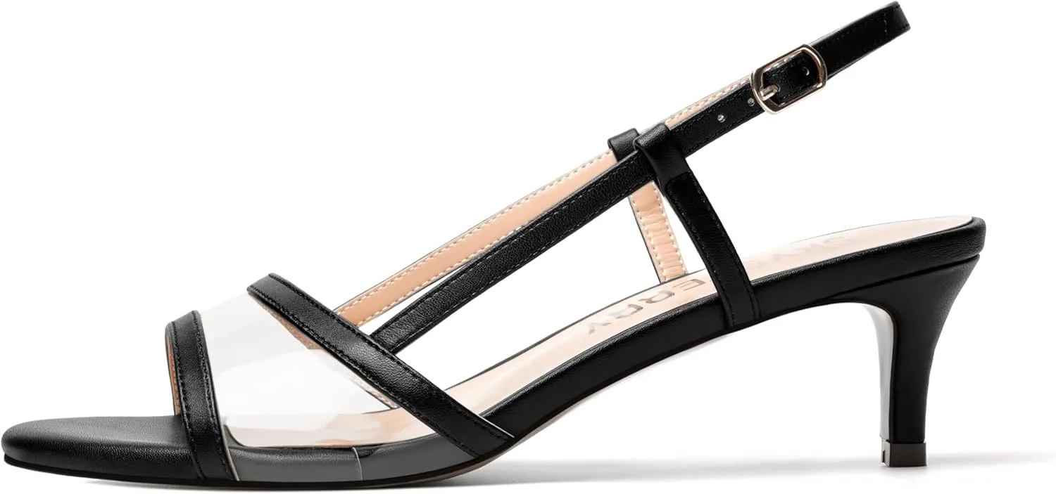 SKYSTERRY Womens Casual Dating Buckle Open Toe Slingback Matte Kitten Low Heel Heeled Sandals 2 Inch