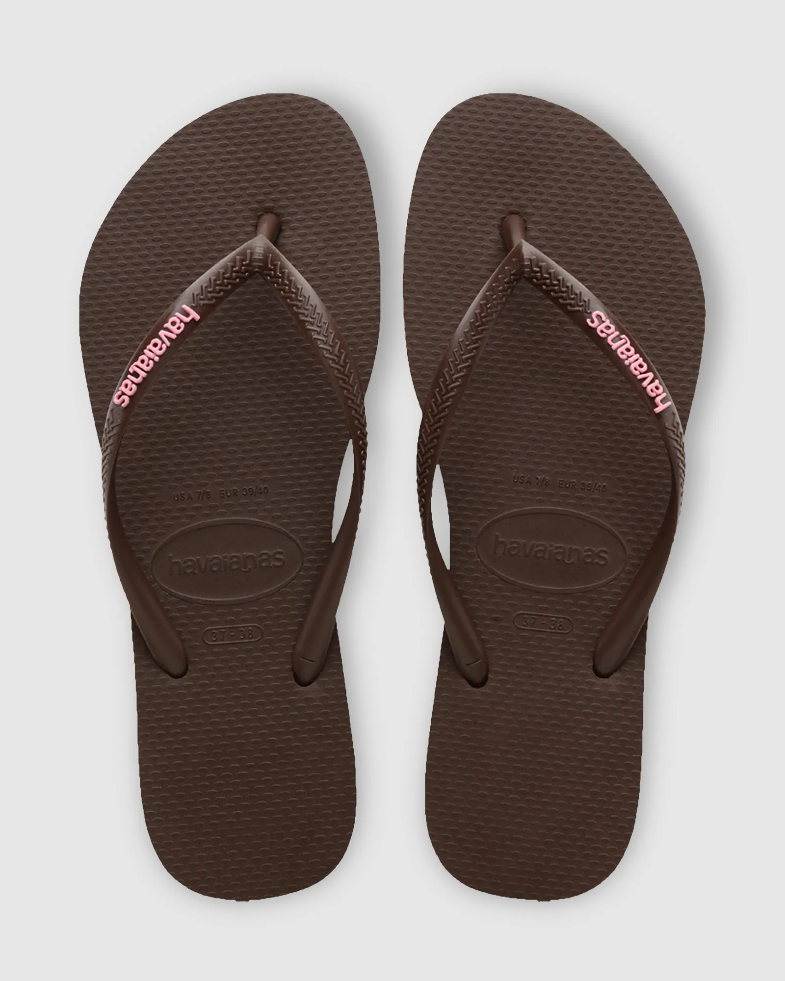 SLIM RUBBER LOGO BROWN THONGS