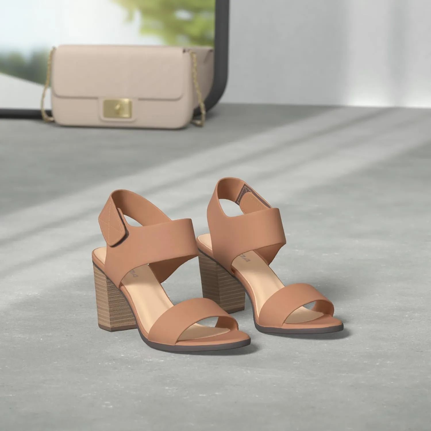 SODA Topshoeave Wait Womens Open Toe Chunky Heel Ankle Strap Shoes Block High Heel Dress Sandals