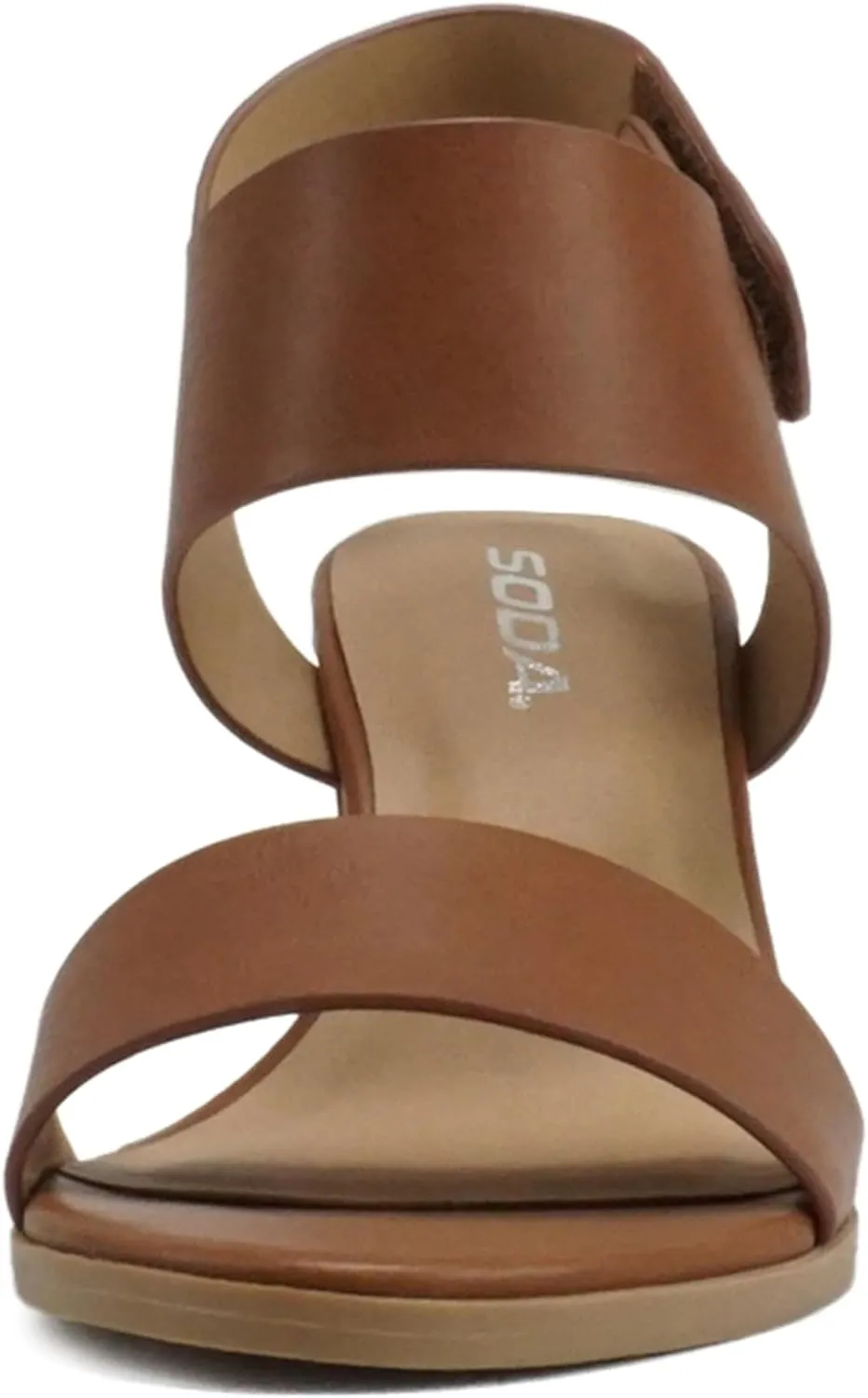 SODA Topshoeave Wait Womens Open Toe Chunky Heel Ankle Strap Shoes Block High Heel Dress Sandals