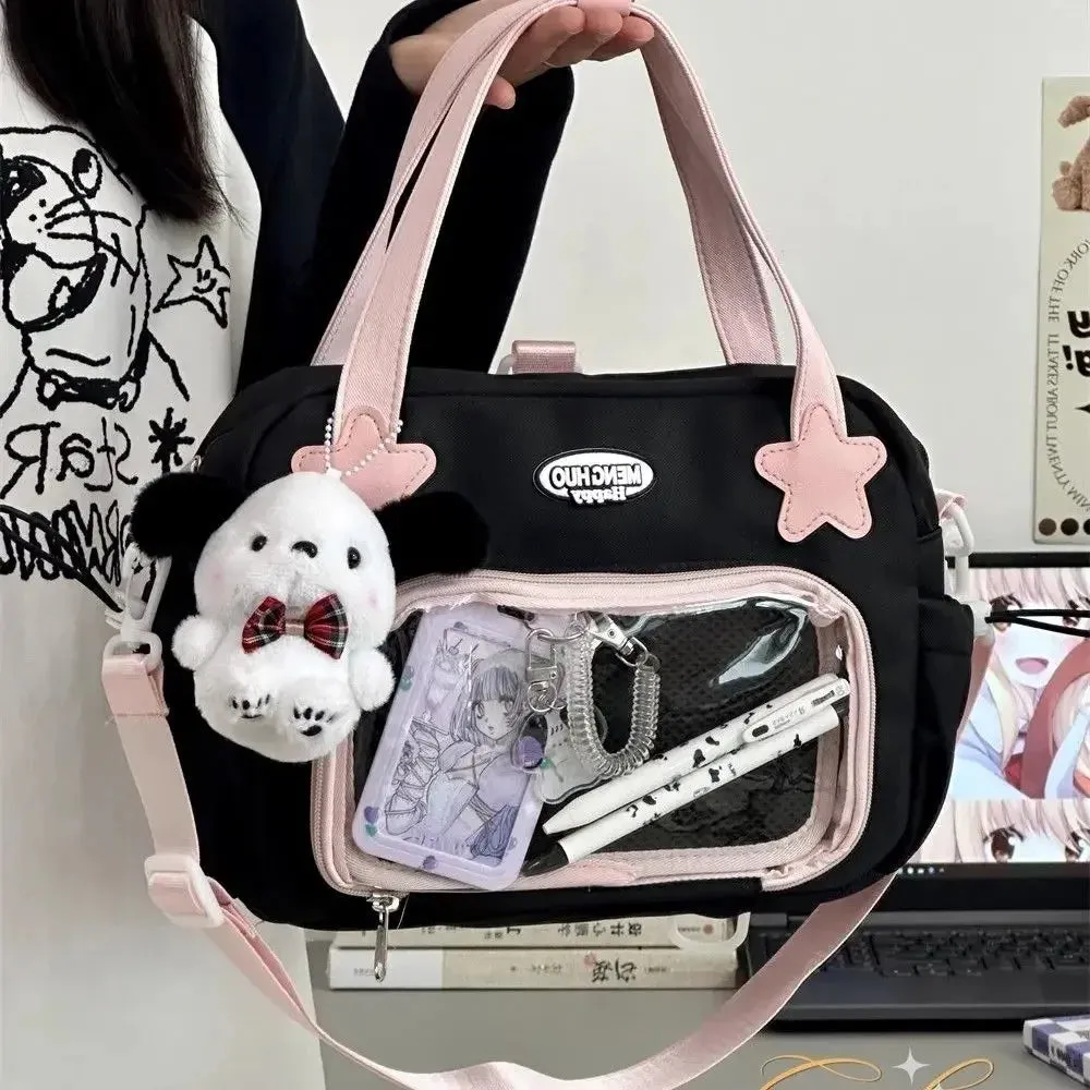 Sohiwoo Japanese JK Handbags for Women Cute Sweet Shoulder Bag Fashion White Lolita Ita Kawaii Versatile Collegiate Style Bag