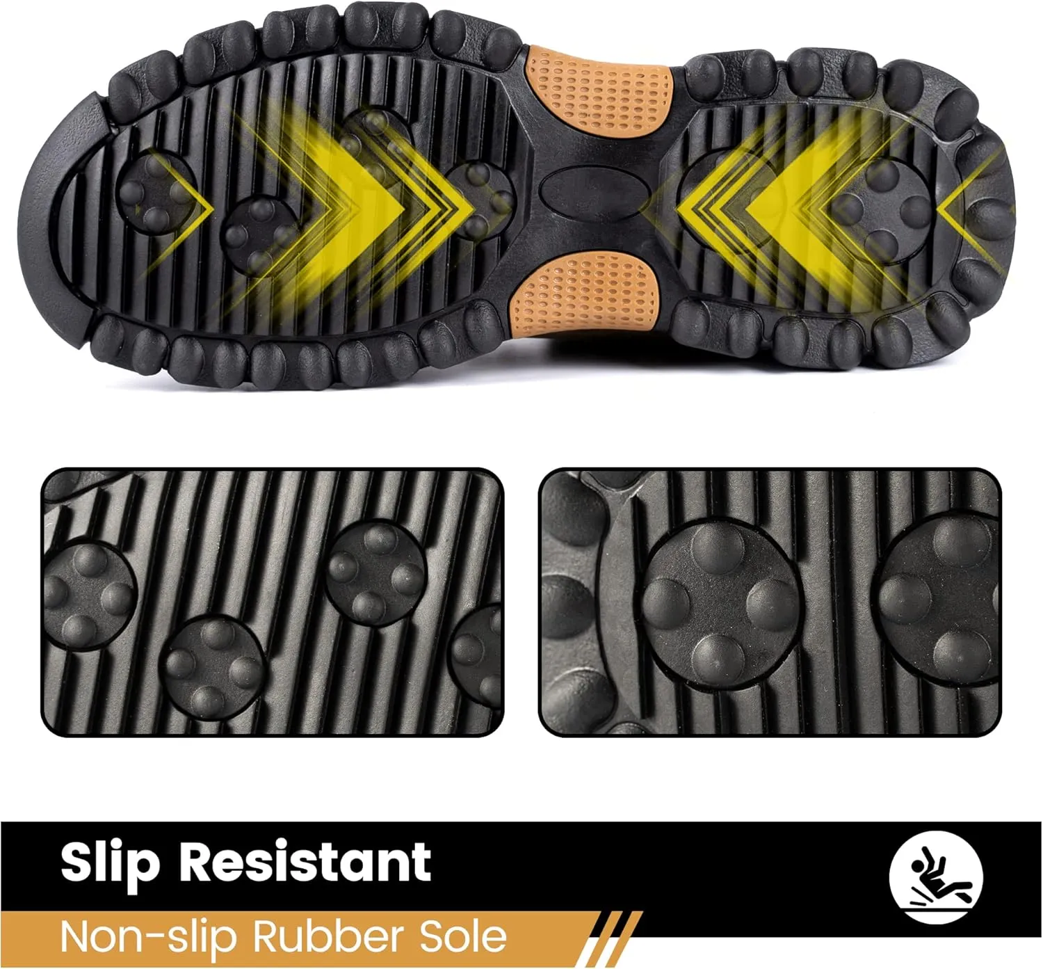 Steel Toe Shoes for Men, Safety Mens Work Shoes Comfortable Indestructible Construction Shoes Leather