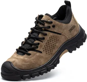 Steel Toe Shoes for Men, Safety Mens Work Shoes Comfortable Indestructible Construction Shoes Leather