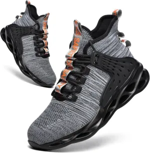 Steel Toe Shoes for Men Women Lightweight Steel Toe Sneakers Mid Cut Indestructible Work Boots Construction Safety Shoes