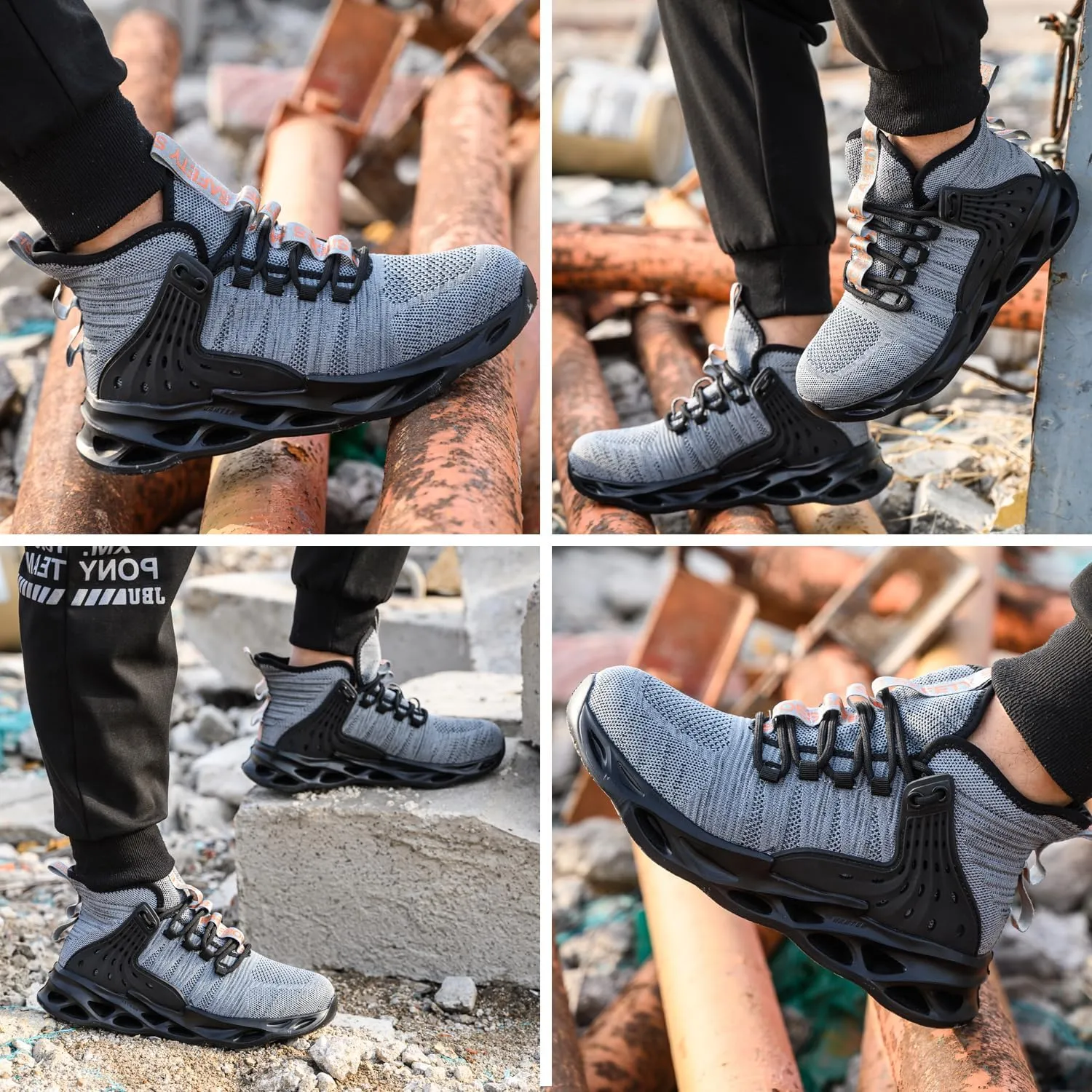 Steel Toe Shoes for Men Women Lightweight Steel Toe Sneakers Mid Cut Indestructible Work Boots Construction Safety Shoes