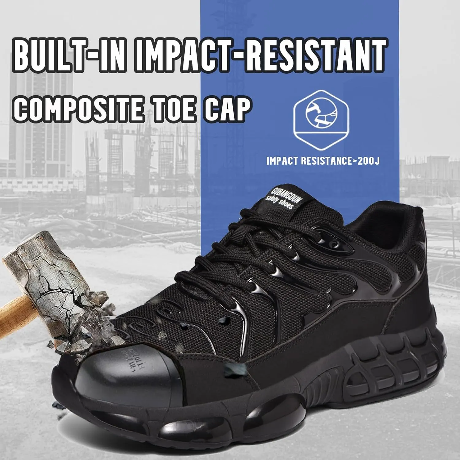 Steel Toe Shoes for Men Women Safety Composite Toe Sneakers Non Slip Breathable Work Shoes for Industrial Construction