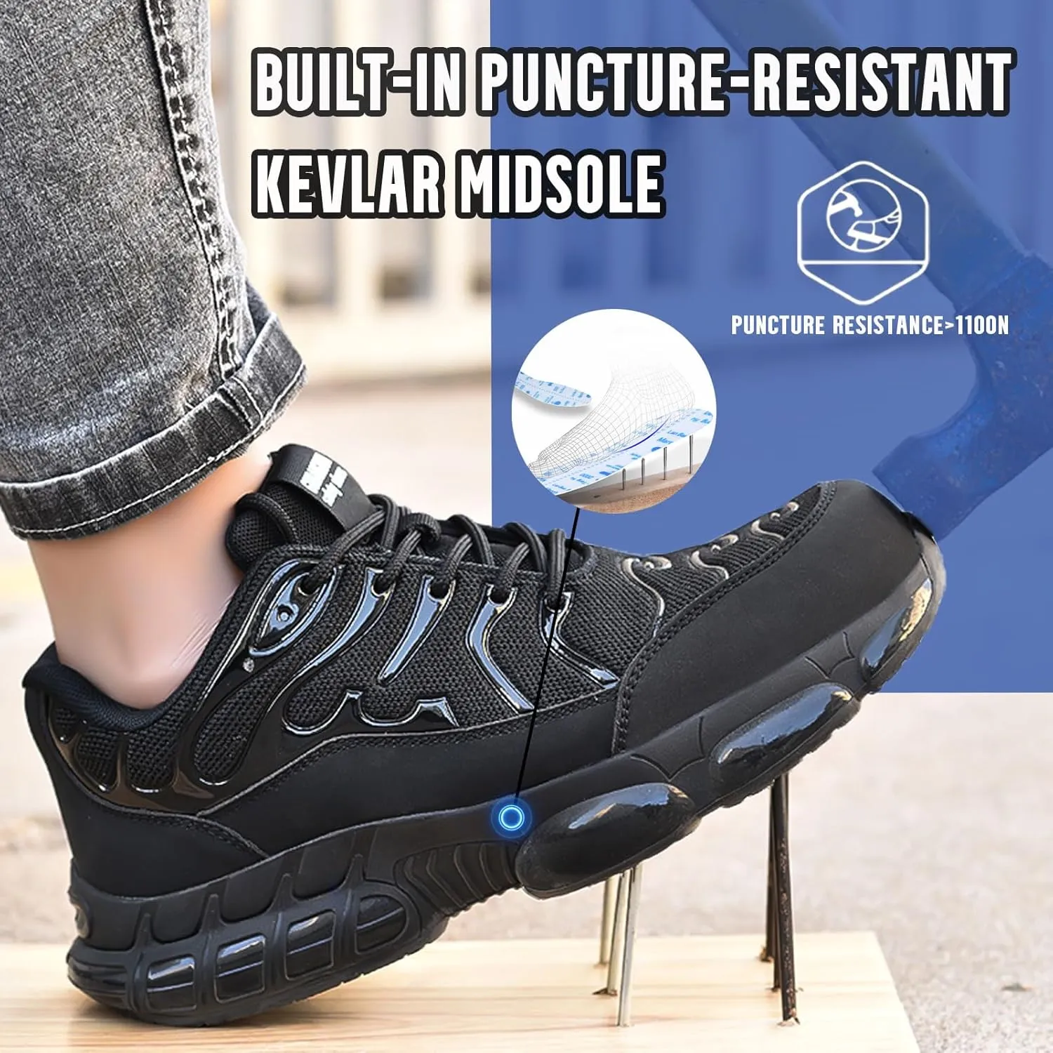 Steel Toe Shoes for Men Women Safety Composite Toe Sneakers Non Slip Breathable Work Shoes for Industrial Construction