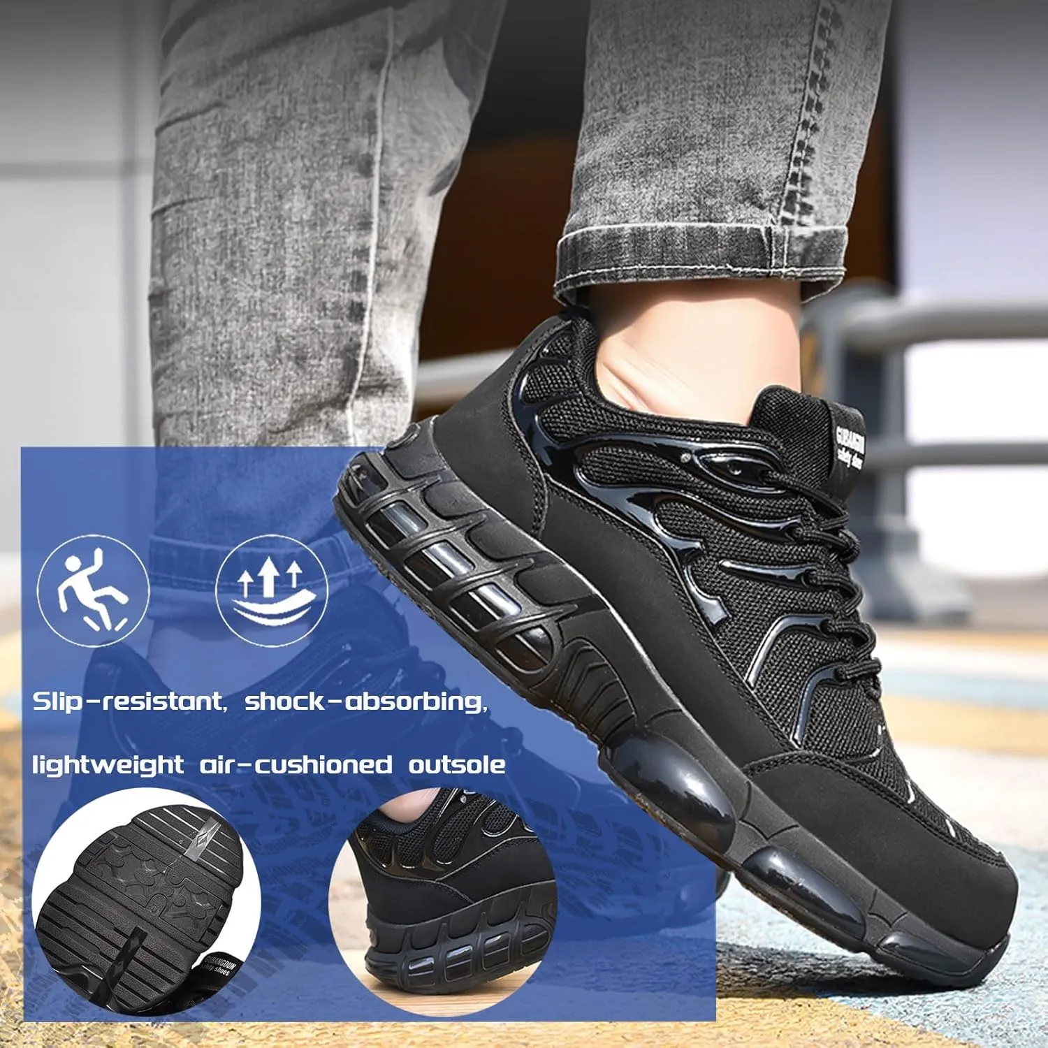 Steel Toe Shoes for Men Women Safety Composite Toe Sneakers Non Slip Breathable Work Shoes for Industrial Construction