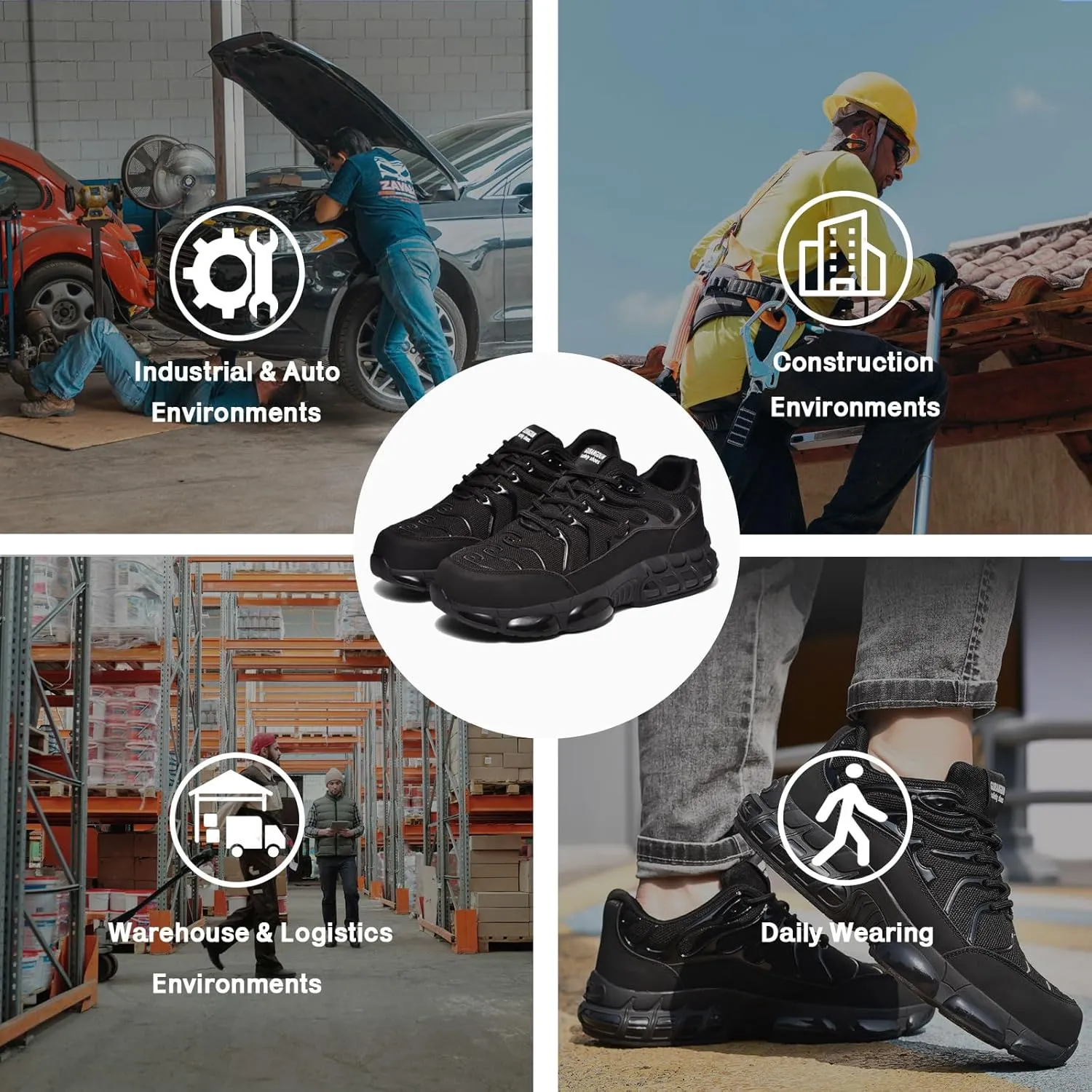 Steel Toe Shoes for Men Women Safety Composite Toe Sneakers Non Slip Breathable Work Shoes for Industrial Construction