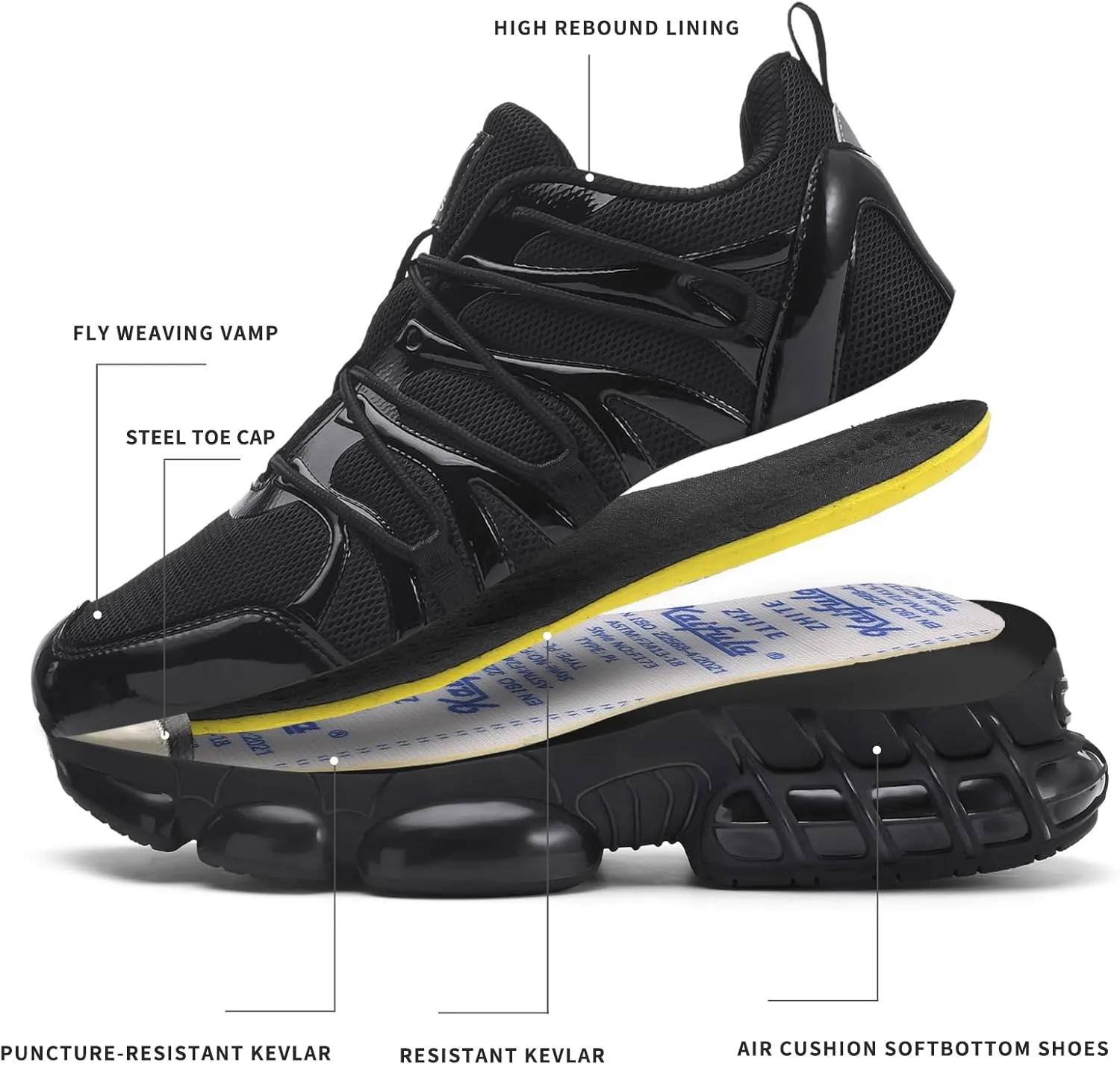 Steel Toe Shoes for Men Women Safety Work Sneakers Wide Composite Toe Slip Resistant Indestructible Lightweight Comfortable Tennis Shoe Zapatos de seguridad Trabajo para Hombres Mujer